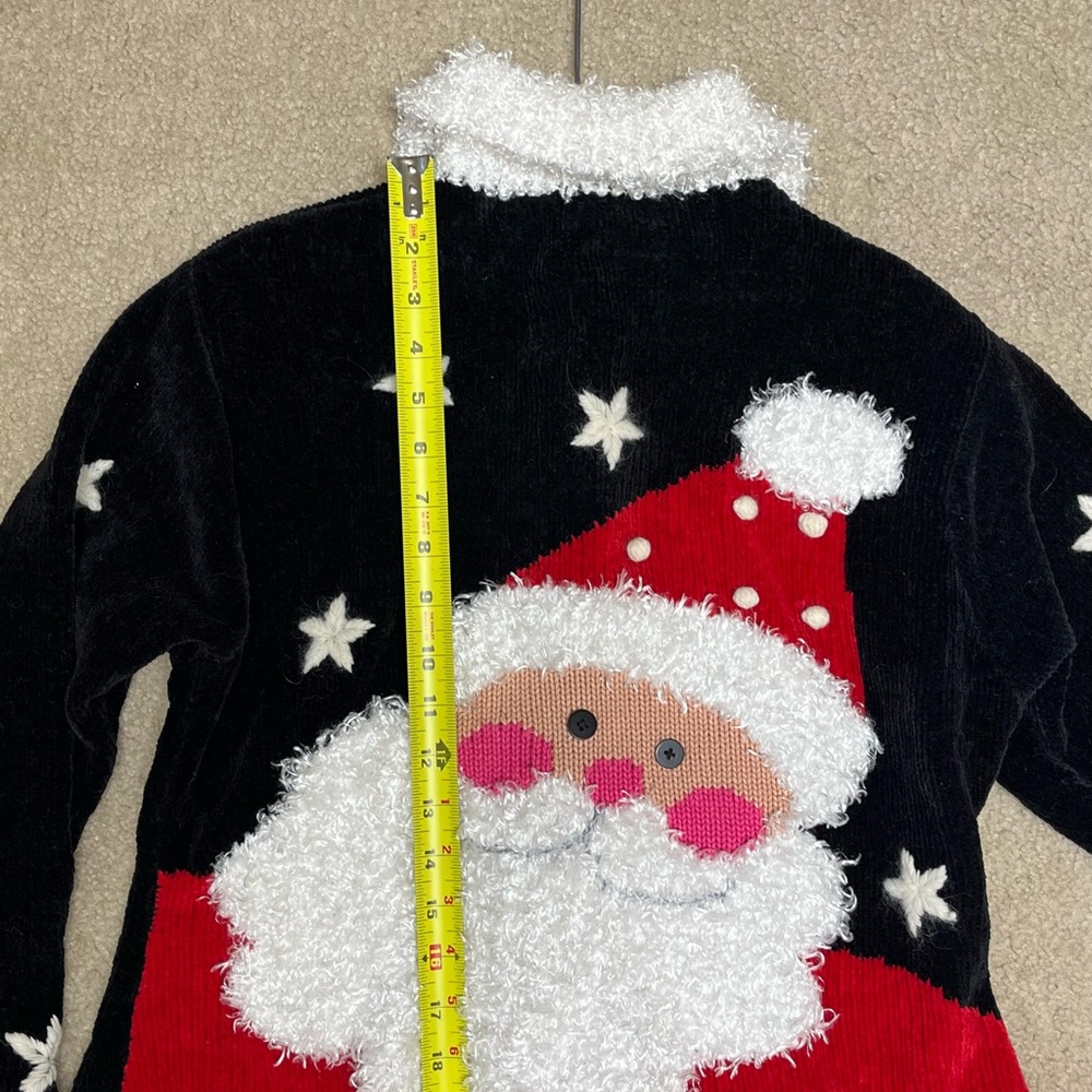 BellePointe Christmas Fuzzy Cardigan with Santa Face on Back - Picture 9 of 10